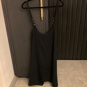 65. RARE Maje black (tone-on-tone stripes) pinafore underbust dress